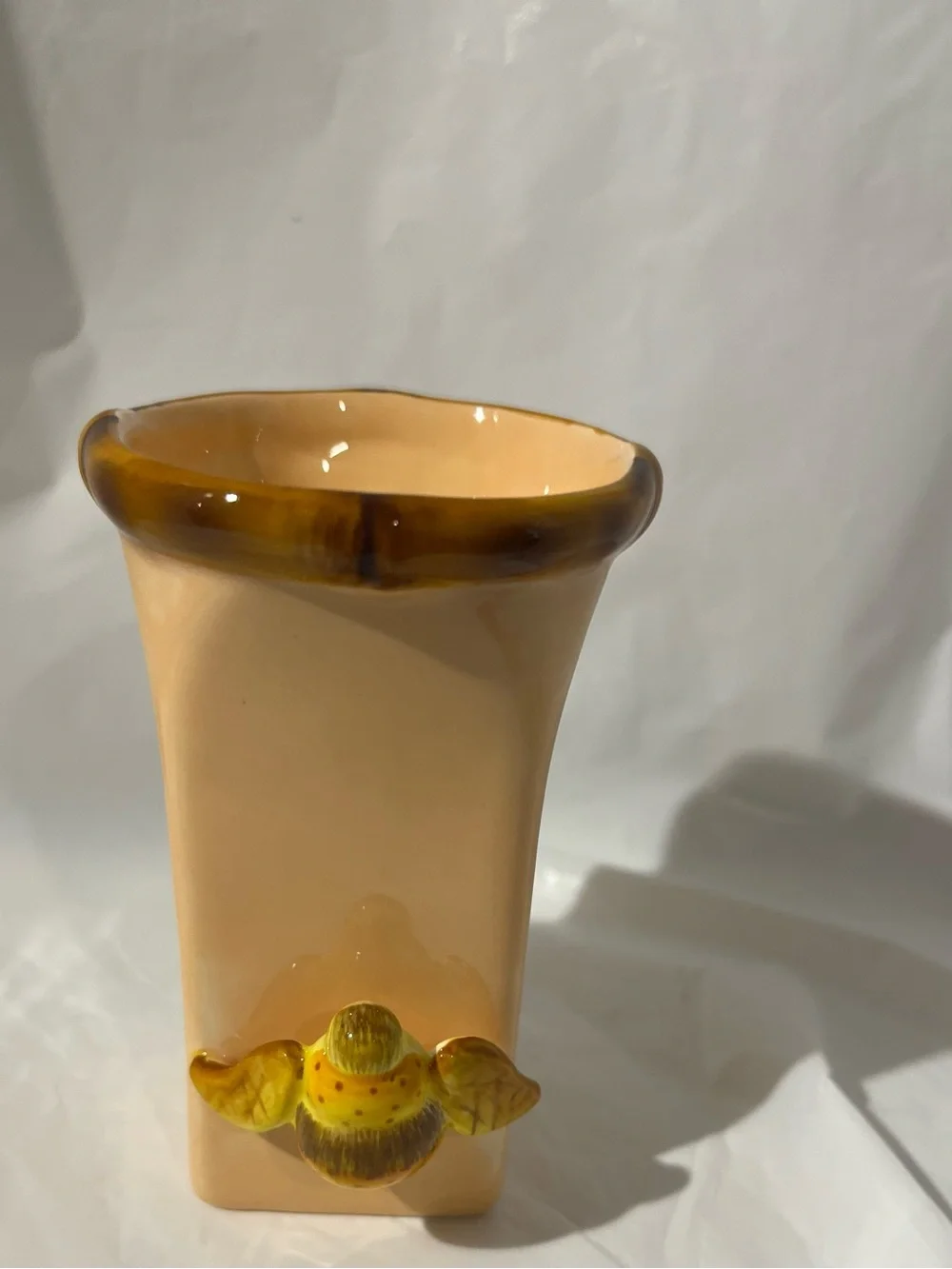 Decoupage Peggy Turchette Silverstri 3.5 inch bud vase with Bee